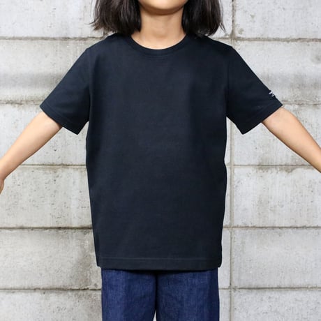 HOFI-021R-Kids' オーガニック超長綿 タック襟キッズＴ：ブラック
