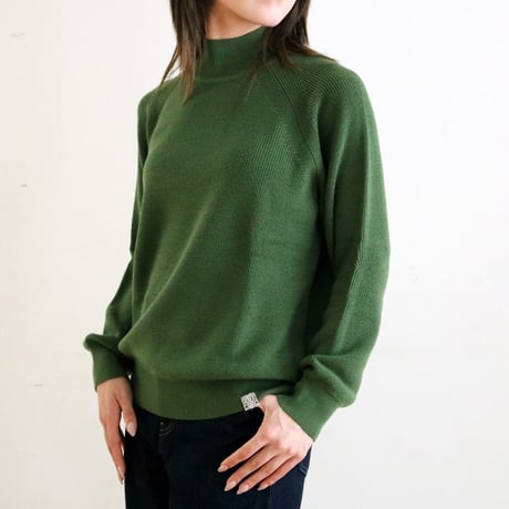 【亜麻色雑貨店】 AZ-02-008 ウールラグランハイネックセーター：Green 【レディース】