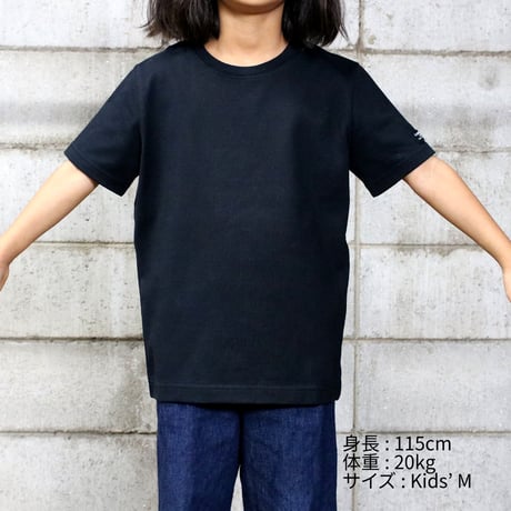 HOFI-021R-Kids' オーガニック超長綿 タック襟キッズＴ：ブラック