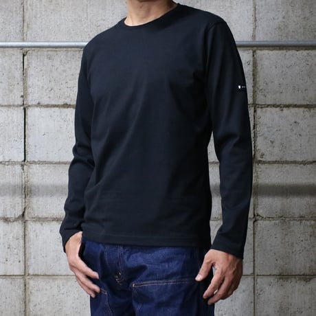 【筒井繊維研究所】 HOFI-023RT オーガニック超長綿 タック襟長袖Ｔシャツ：ブラック