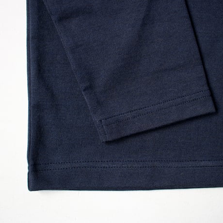 【筒井繊維研究所】 HOFI-023RT オーガニック超長綿 タック襟長袖Ｔシャツ：撚り杢インディゴ