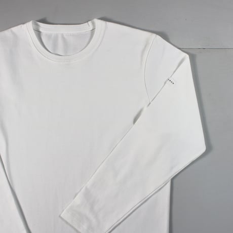 【筒井繊維研究所】 HOFI-023RT オーガニック超長綿 タック襟長袖Ｔシャツ：ホワイト
