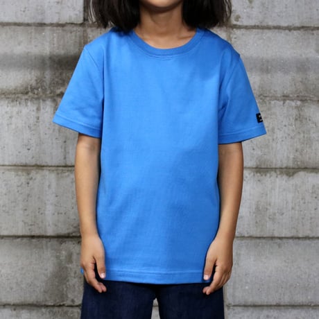 HOFI-021R-Kids' オーガニック超長綿 タック襟キッズＴ：スカイブルー