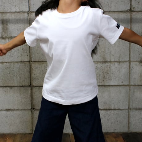HOFI-021R-Kids' オーガニック超長綿 タック襟キッズＴ：ホワイト