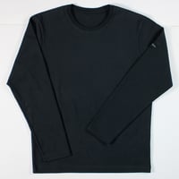 【筒井繊維研究所】 HOFI-023RT オーガニック超長綿 タック襟長袖Ｔシャツ：ブラック