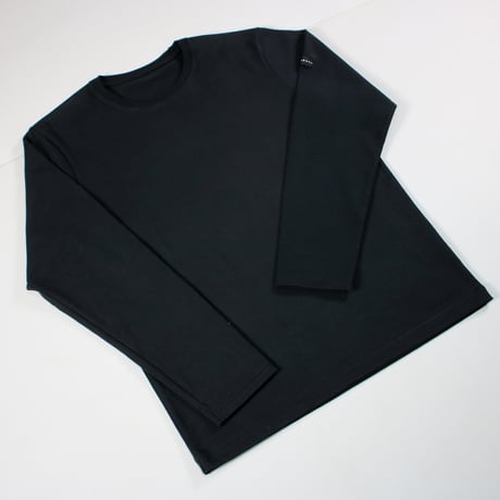 【筒井繊維研究所】 HOFI-023RT オーガニック超長綿 タック襟長袖Ｔシャツ：ブラック