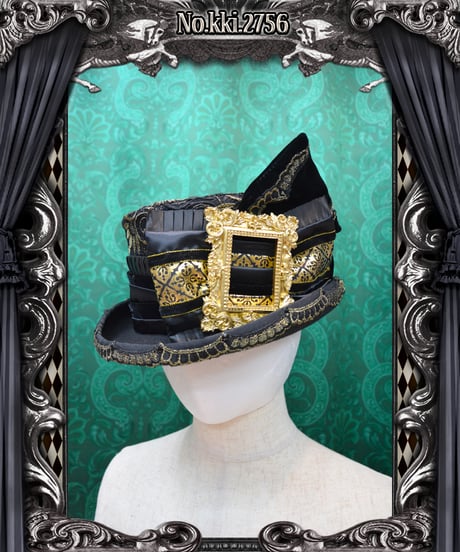 kki.2756　Elegant black and gold low silk  HAT。