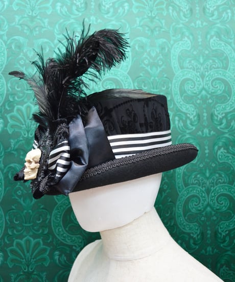 kki.2753　BLACK NOCTURN MOURNING HAT。