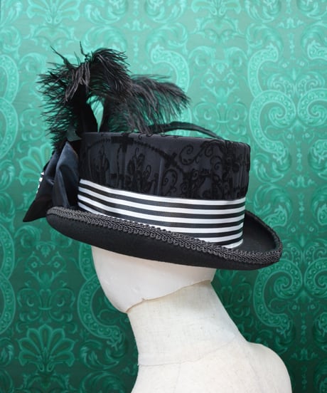 kki.2753　BLACK NOCTURN MOURNING HAT。