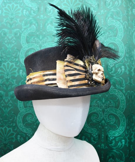 kki.2754　VOODOO STRIPE MOURNING HAT。