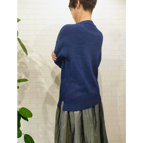 IKST001-243　コットンインディゴガンジーセーター
