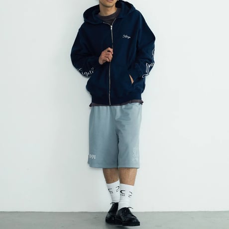 XLARGE | CURSIVE ZIP UP HOODED SWEATSHIRT(NAVY)