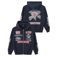 XLARGE | MULTI LOGO ZIP HOODED SWEATSHIRT(NAVY)