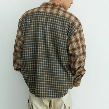 XLARGE | PLAID PANEL L/S SHIRT(BROWN)