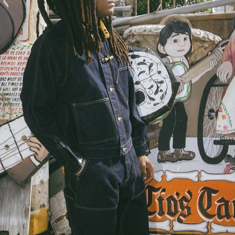 BRAIN DEAD | DENIM CROPPED ENGINEER JACKET (WASHED INDIGO)