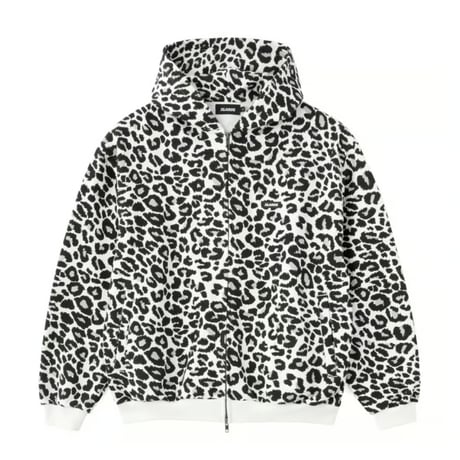 XLARGE | LEOPARD ZIP HOODED SWEATSHIRT(WHITE)