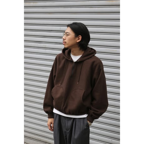 tone| Flatlock Seam Fleece Half-Zip Hoodie (BROWN)