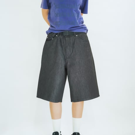 Summaly | "Words" Logo Denim Shorts- Unisex -(Black)