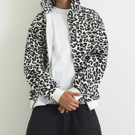 XLARGE | LEOPARD ZIP HOODED SWEATSHIRT(WHITE)