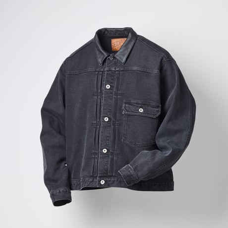 SEDAN ALL-PURPOSE| Leather Collar Denim Jacket (Black)