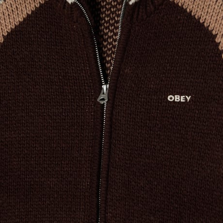 OBEY | AVEN ZIP UP SWEATER (BROWN MULTI)