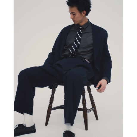 SEDAN ALL-PURPOSE| Micro Plaid Open Collar Shirt(Grey)