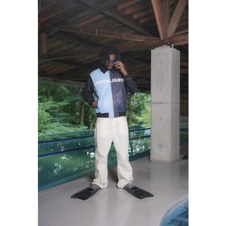 SPECIAL GUEST K.K.| Faux Leather Zip Jacket (Blue)
