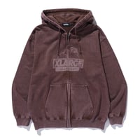 XLARGE | WASHED SLANTED OG ZIP HOODED SWEATSHIRT(BROWN)