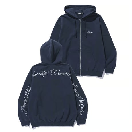 XLARGE | CURSIVE ZIP UP HOODED SWEATSHIRT(NAVY)