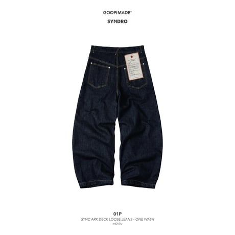 GOOPiMADE |  01P-SYNC ARK DECK LOOSE JEANS ONE WASH (indigo)