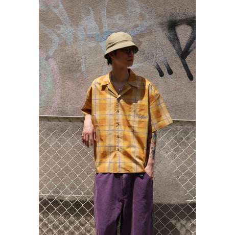 Sauras Being |  S/S ALOHA SHIRTS / CHECK (MUSTARD)
