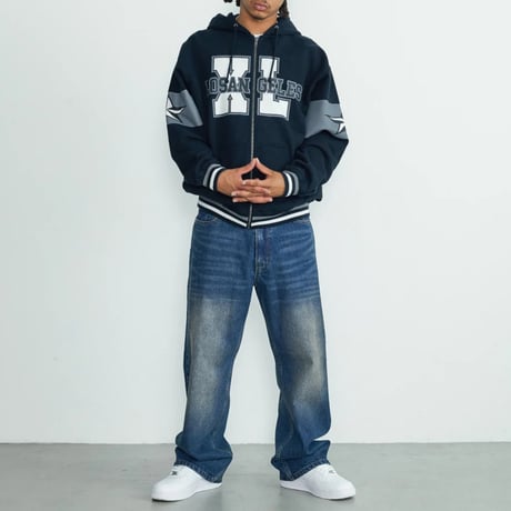 XLARGE | VARSITY ZIP HOODED SWEATSHIRT(BLACK)