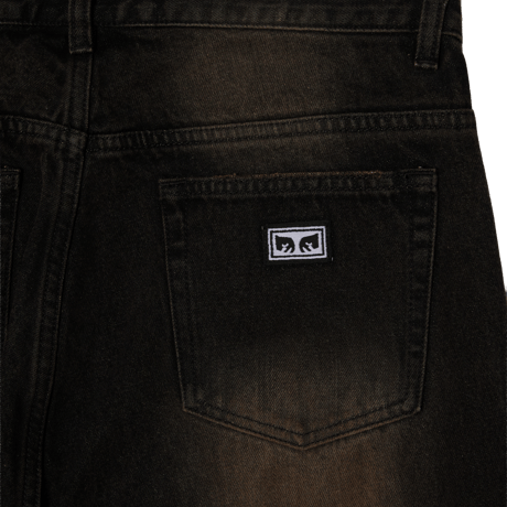 OBEY | STUDDED BOXCAR STRAIGHT LEG DENIM (BLACK RUST WASH)