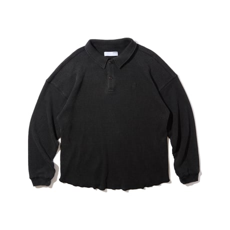 Diaspora skateboards / Waffle L/S Polo (Black)