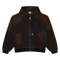 OBEY | STUDDED ZIP UP JACKET  (BLACK RUST WASH)