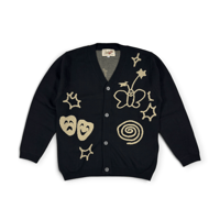 坩堝 (RUTSUBO) | JACQUARD ART CARDIGAN（RUTSUBO × aimi odawara） (BLACK)