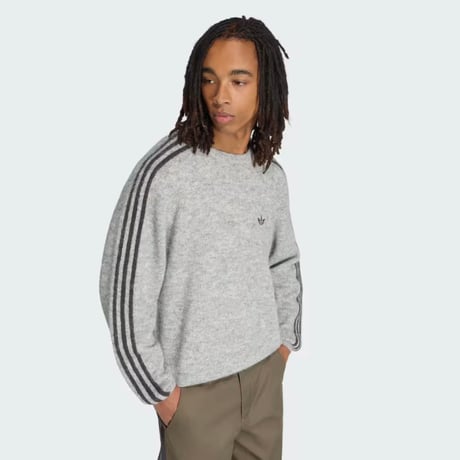 adidas originals | 3 STRIPES FLUFFY KNIT CREW (Medium Grey Heather)