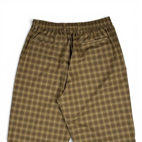 坩堝 (RUTSUBO) | MADRAS THECK MODERN WIDE EASY TROUSERS(BROWN)