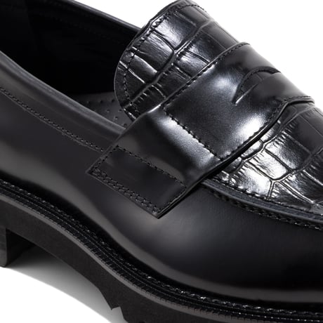 The Kenford Fineshoes |NEW CLASSIC COIN LOAFERS(MENS / BLACK BLACK CROCODILE)