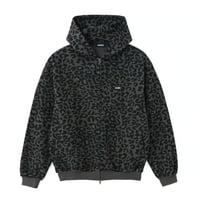 XLARGE | LEOPARD ZIP HOODED SWEATSHIRT(CHARCOAL)