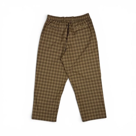 坩堝 (RUTSUBO) | MADRAS THECK MODERN WIDE EASY TROUSERS(BROWN)