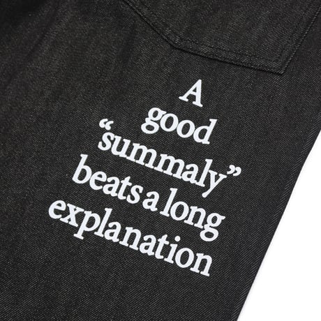 Summaly | "Words" Logo Denim Shorts- Unisex -(Black)