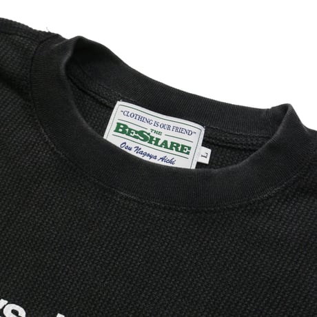 BE-SHARE |  Have a nice day waffle L/S TEE(BLACK)