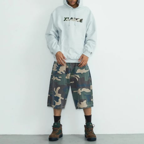 XLARGE | STANDARD LOGO HOODED SWEATSHIRT(GREY)