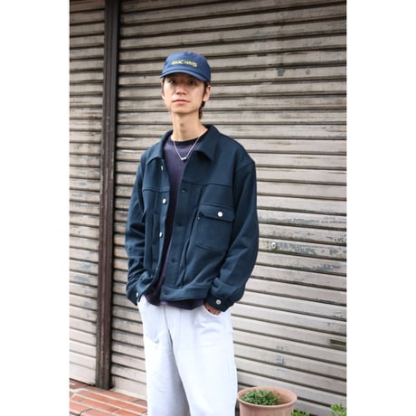 RUSSELL | × BerBerJin Pro Cotton Loopback Terry Sweat Trucker Jacket (NAVY)