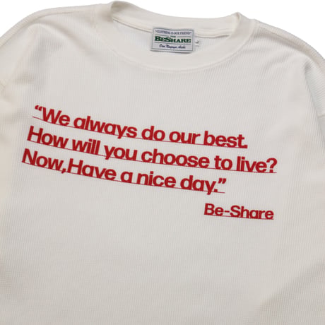BE-SHARE | Have a nice day waffle L/S TEE(WHITE)