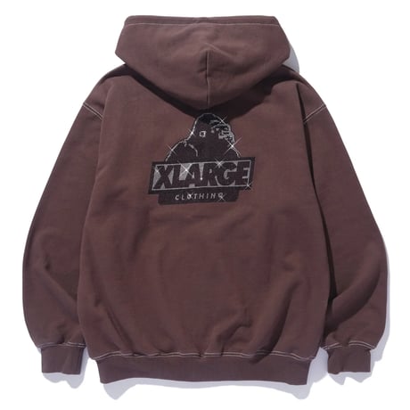 XLARGE | RHINESTONE OG ZIP HOODED SWEAT SHIRT(BROWN)