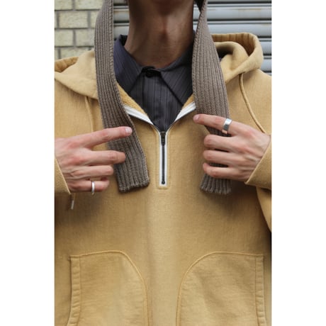 tone| Flatlock Seam Fleece Half-Zip Hoodie (MASTARD)