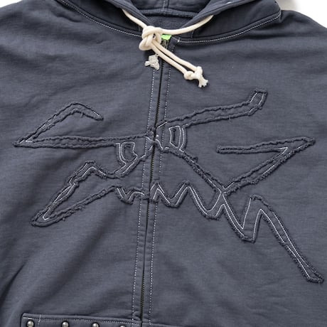 SPECIAL GUEST K.K.| Face Logo Studded Zip Hoodie (Gray)