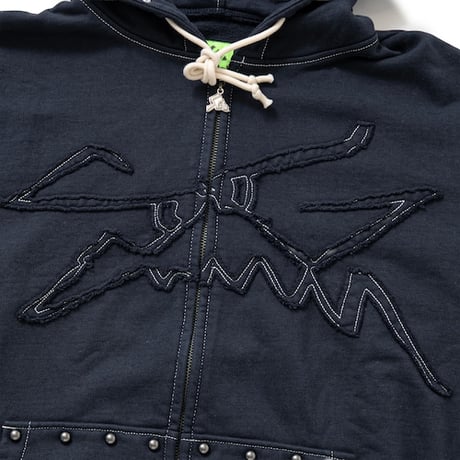 SPECIAL GUEST K.K.| Face Logo Studded Zip Hoodie (Navy)